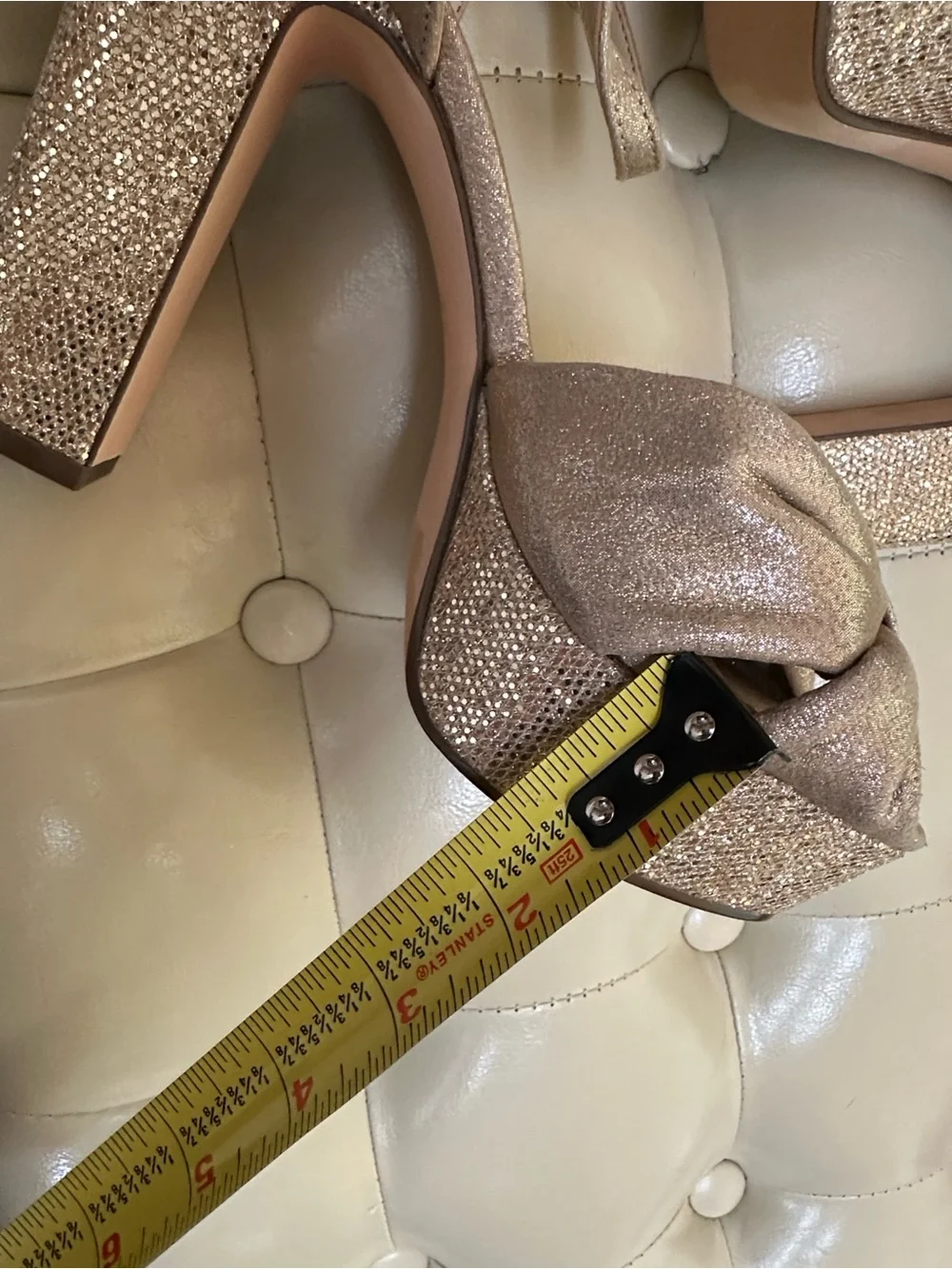 NEW Nina Gold Bling Platform Heeled Sandals, sz 8